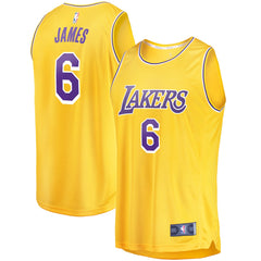 Fanatics - LeBron James Los Angeles Lakers #6 Fast Break Replica Player Jersey Gold - Icon Edition