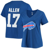 Josh Allen Buffalo Bills Women's Plus Size Name & Number V-Neck T-Shirt Royal - Fanatics