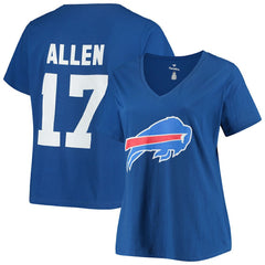 Josh Allen Buffalo Bills Women's Plus Size Name & Number V-Neck T-Shirt Royal - Fanatics