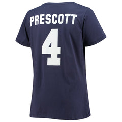 Dak Prescott Dallas Cowboys Women's Plus Size Fair Catch Name & Number V-Neck T-Shirt Navy - NFL