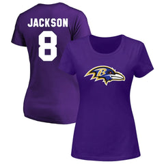 Lamar Jackson Baltimore Ravens Women's Plus Size Name & Number V-Neck T-Shirt Purple - Fanatics
