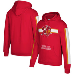 Tampa Bay Buccaneers Three Stripe Pullover Hoodie Red - Mitchell & Ness