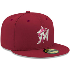 Miami Marlins New Era White Logo 59FIFTY Fitted Hat Lifestyle