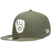 Milwaukee Brewers New Era White Logo 59FIFTY Fitted Hat Lifestyle