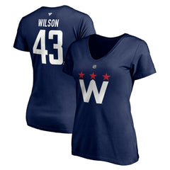 Tom Wilson Washington Capitals Fanatics Women's Authentic Stack Name & Number V-Neck T-Shirt Navy