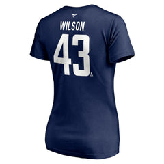 Tom Wilson Washington Capitals Fanatics Women's Authentic Stack Name & Number V-Neck T-Shirt Navy