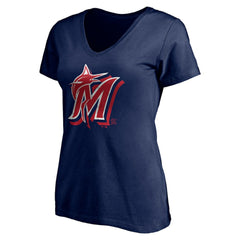 Miami Marlins Women's Red White and Team V-Neck T-Shirt Clearance