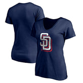 San Diego Padres Women's Red White and Team V-Neck T-Shirt On Sale