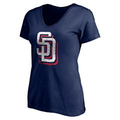 San Diego Padres Women's Red White and Team V-Neck T-Shirt On Sale