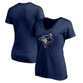 Toronto Blue Jays Women's Red White and Team V-Neck T-Shirt for sale