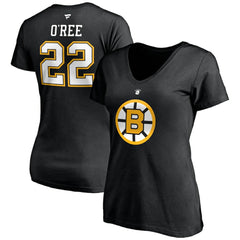 Willie O'Ree Boston Bruins Fanatics Women's Authentic Stack Retired Player Name & Number V-Neck T-Shirt Black