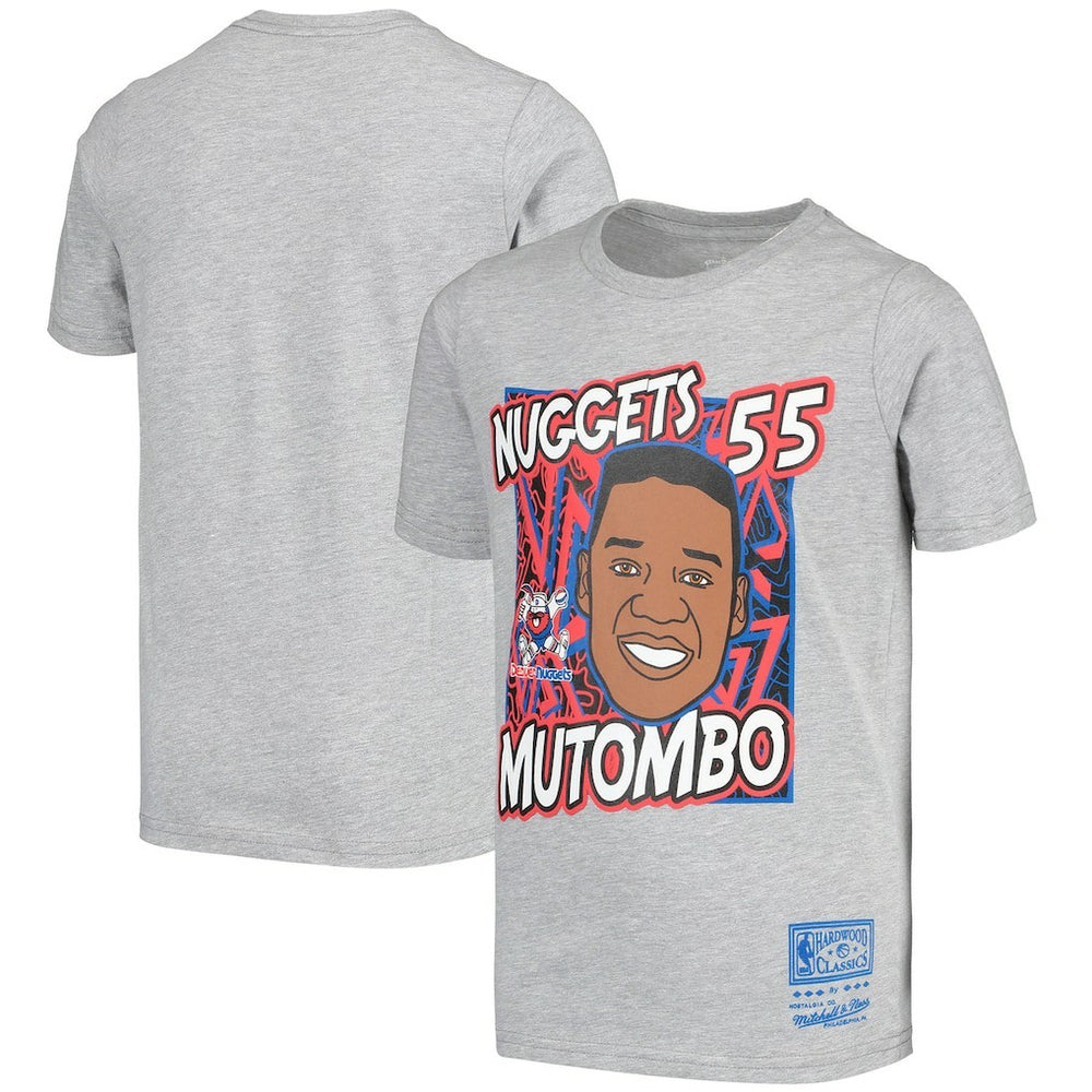 Mitchell & Ness - Dikembe Mutombo Denver Nuggets Youth Hardwood Classics King of the Court Player T-Shirt - Gray