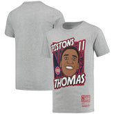 Mitchell & Ness - Isiah Thomas Detroit Pistons Youth Hardwood Classics King of the Court Player T-Shirt - Gray