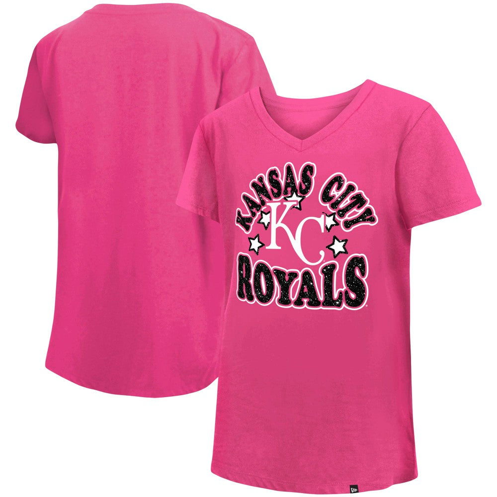 Kansas City Royals New Era Girls Youth Jersey Stars V-Neck T-Shirt Sale