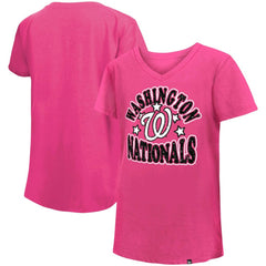 Washington Nationals New Era Girl's Youth Jersey Stars V-Neck T-Shirt for sale