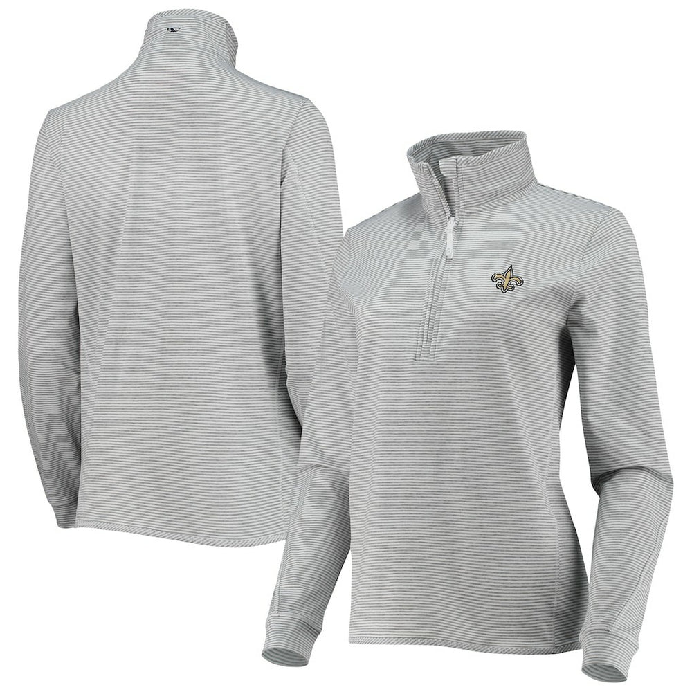 New Orleans Saints Vineyard Vines Women's Sankaty Shep Half-Zip Pullover Top Heather Gray - NFL
