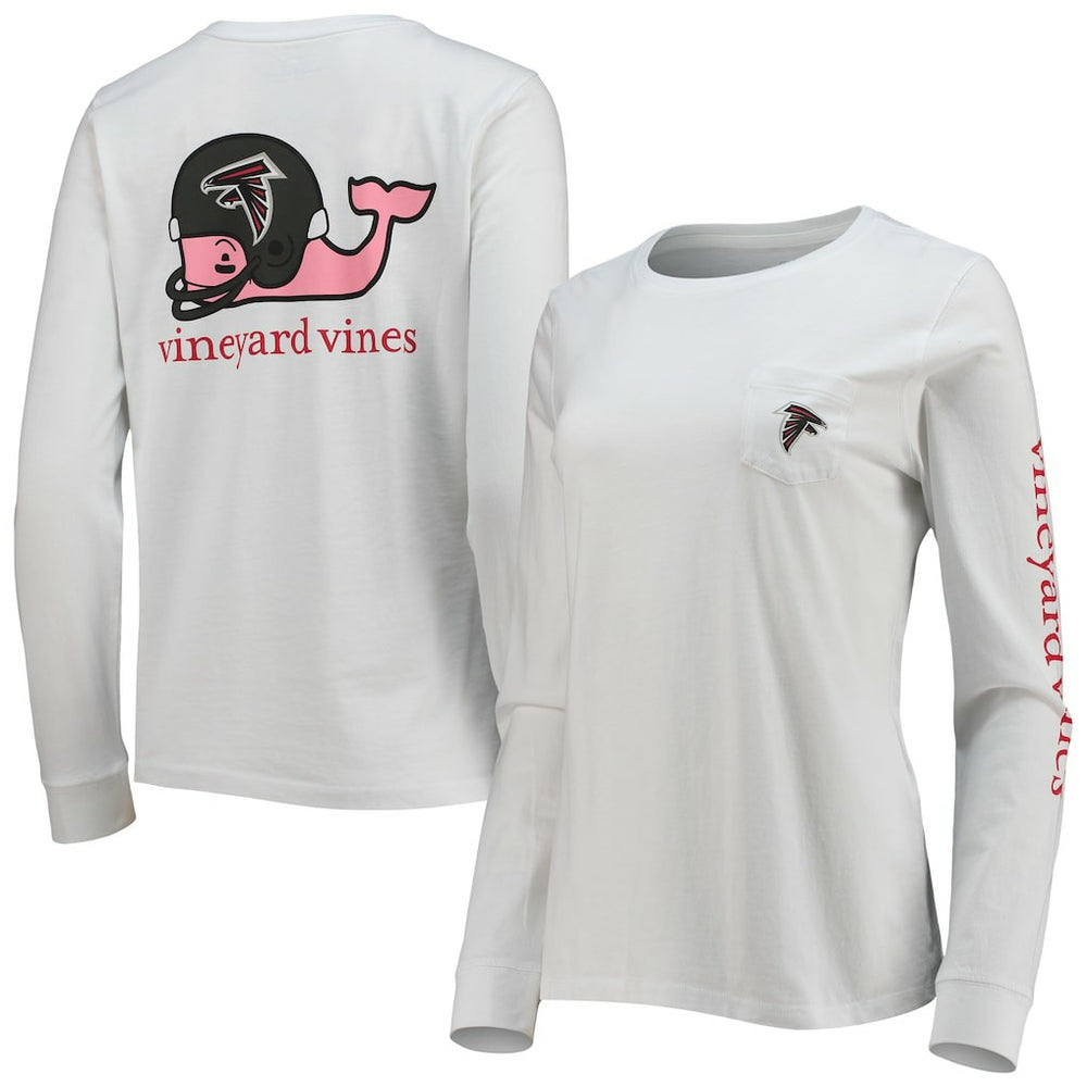 Atlanta Falcons Vineyard Vines Women's Helmet Long Sleeve T-Shirt White - NFL