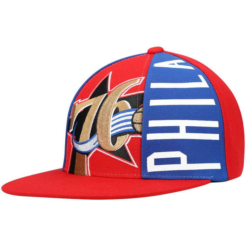 Mitchell & Ness - Philadelphia 76ers Hardwood Classics Big Face Callout Snapback Hat - Red