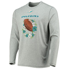 Miami Dolphins Sport Lei Pass Long Sleeve T-Shirt Heathered Gray - Tommy Bahama