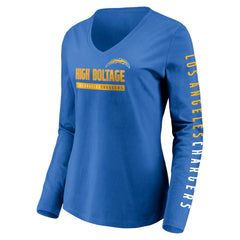 Los Angeles Chargers Women's Slogan V-Neck Long Sleeve T-Shirt Powder Blue - Fanatics