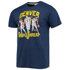 NBA - Jamal Murray/Michael Porter Jr./Nikola Jokic Denver Nuggets Homage Triple Threat Player Tri-Blend T-Shirt - Heathered Navy