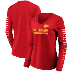 Kansas City Chiefs Women's Slogan V-Neck Long Sleeve T-Shirt Red - Fanatics