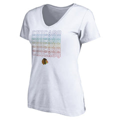Chicago Blackhawks Women's City Pride V-Neck T-Shirt White