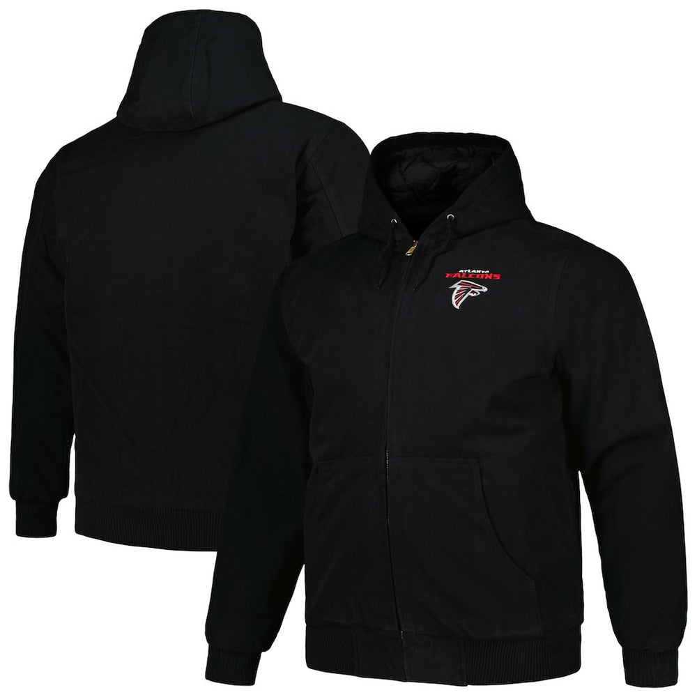 Atlanta Falcons Dunbrooke Big & Tall Dakota Canvas Hoodie Full-Zip Jacket Black - NFL