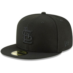St. Louis Cardinals New Era Black on Black 59FIFTY Fitted Hat On Sale