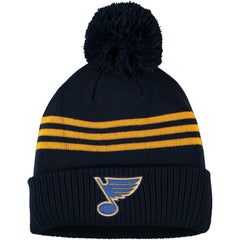 St. Louis Blues - adidas Locker Room Three Stripe Cuffed Knit Hat with Pom Navy