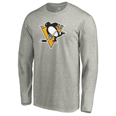 Pittsburgh Penguins Primary Logo Long Sleeve T-Shirt Heather Gray