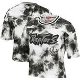 Mitchell & Ness - Toronto Raptors Women's Hardwood Classics Tie-Dye Cropped T-Shirt - Black/White