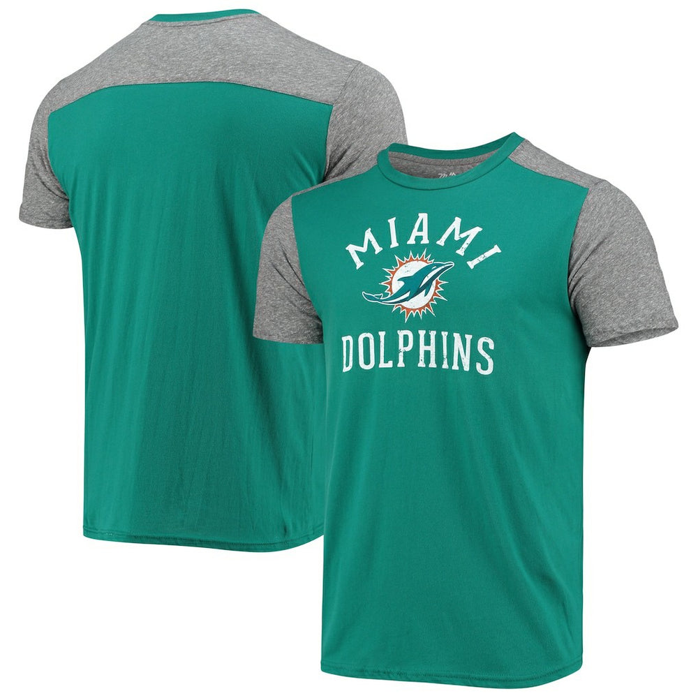 Miami Dolphins Majestic Threads Field Goal Slub T-Shirt Aqua/Gray - NFL