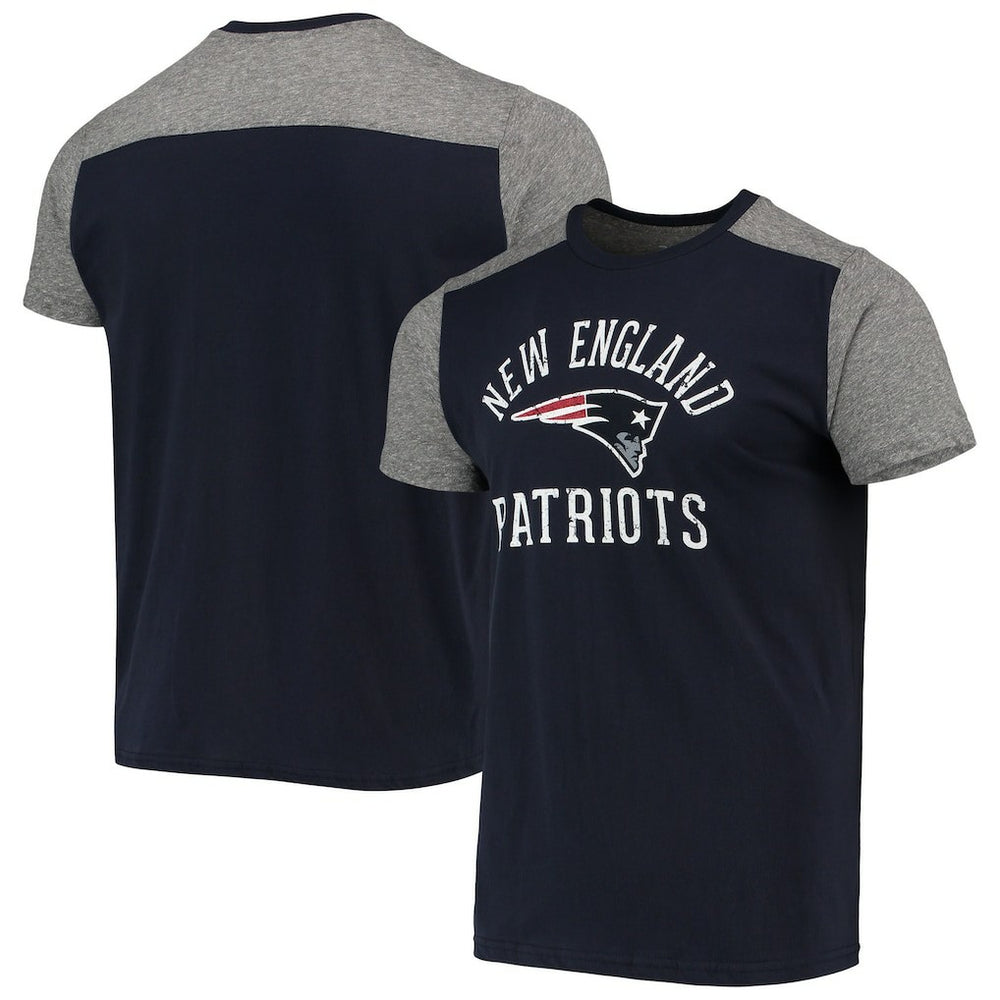 New England Patriots Majestic Threads Field Goal Slub T-Shirt Navy/Gray - NFL