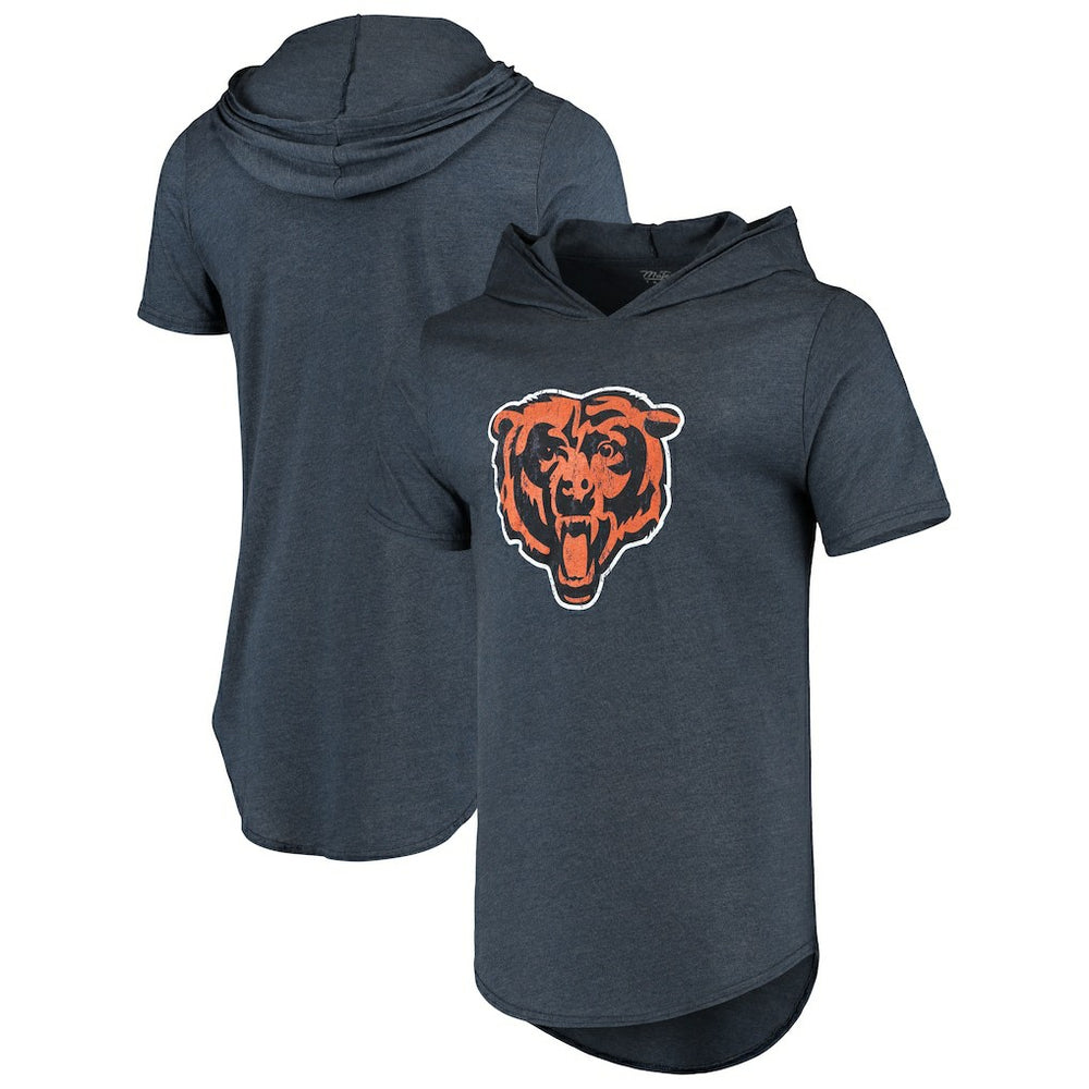 Chicago Bears Majestic Threads Primary Logo Tri-Blend Hoodie T-Shirt Navy - NFL