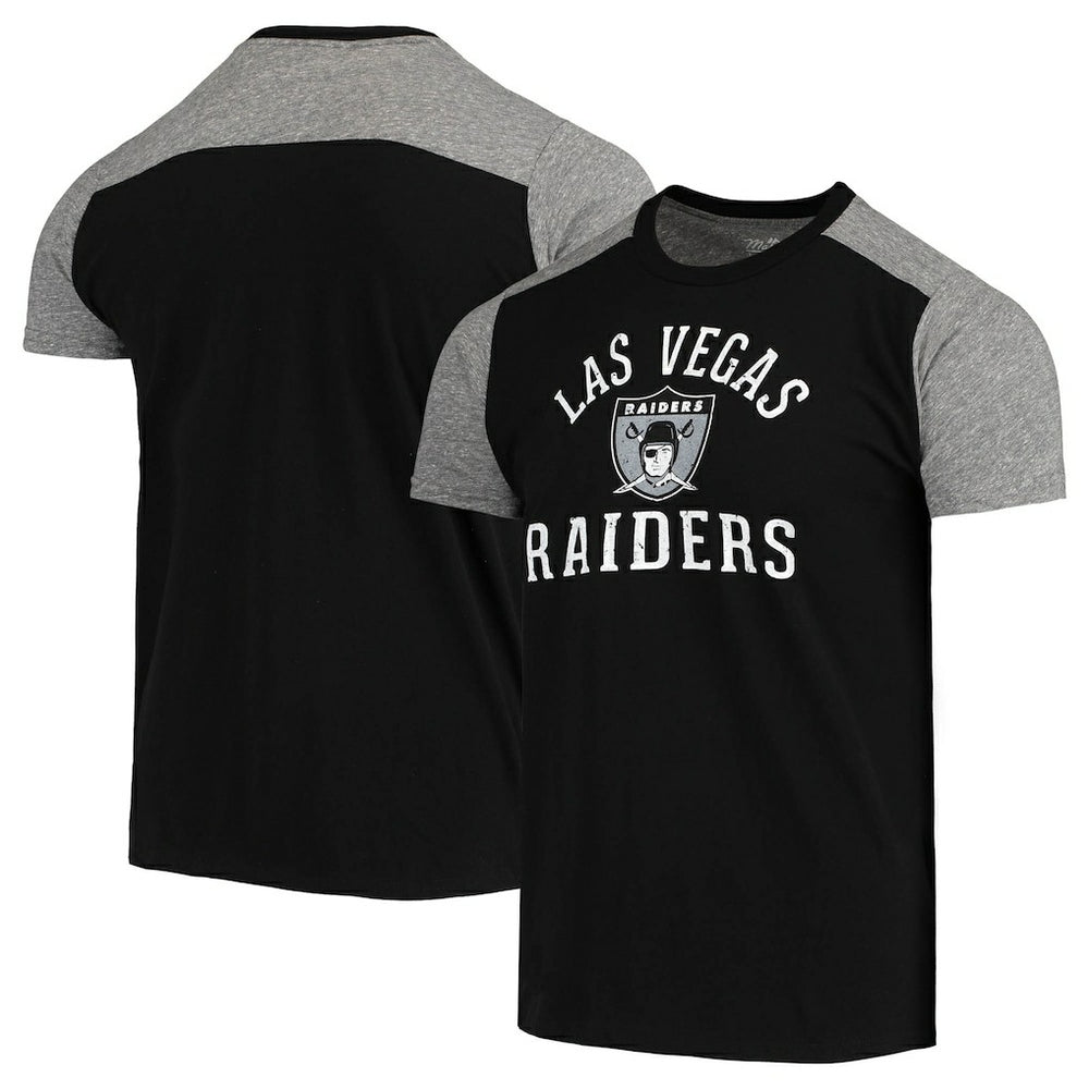 Las Vegas Raiders Majestic Threads Gridiron Classics Field Goal Slub T-Shirt Black/Heathered Gray - NFL