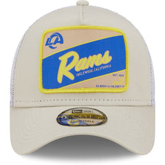 Los Angeles Rams New Era Happy Camper A-Frame Trucker 9FORTY Snapback Hat Khaki/White - NFL