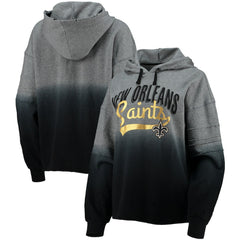 New Orleans Saints Touch Women's Superstar Dip-Dye Pullover Hoodie Heathered Gray/Black - NFL