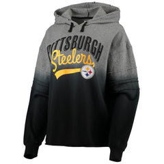 Pittsburgh Steelers Touch Women's Superstar Dip-Dye Pullover Hoodie Heathered Gray/Black - NFL