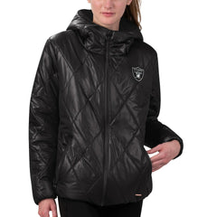 Las Vegas Raiders MSX by Michael Strahan Women's Charlotte Full-Zip Hoodie Puffer Jacket Black - NFL
