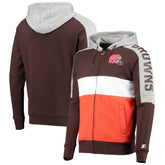 Cleveland Browns Starter Playoffs Color Block Full-Zip Hoodie Brown/Orange - NFL