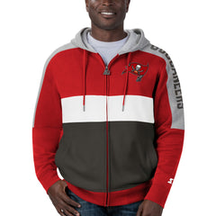 Tampa Bay Buccaneers Starter Playoffs Color Block Full-Zip Hoodie Red/Pewter - NFL