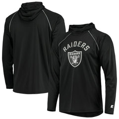 Las Vegas Raiders Starter Raglan Long Sleeve Hoodie T-Shirt Black - NFL