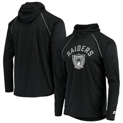 Las Vegas Raiders Starter Throwback Raglan Hoodie Long Sleeve T-Shirt Black - NFL