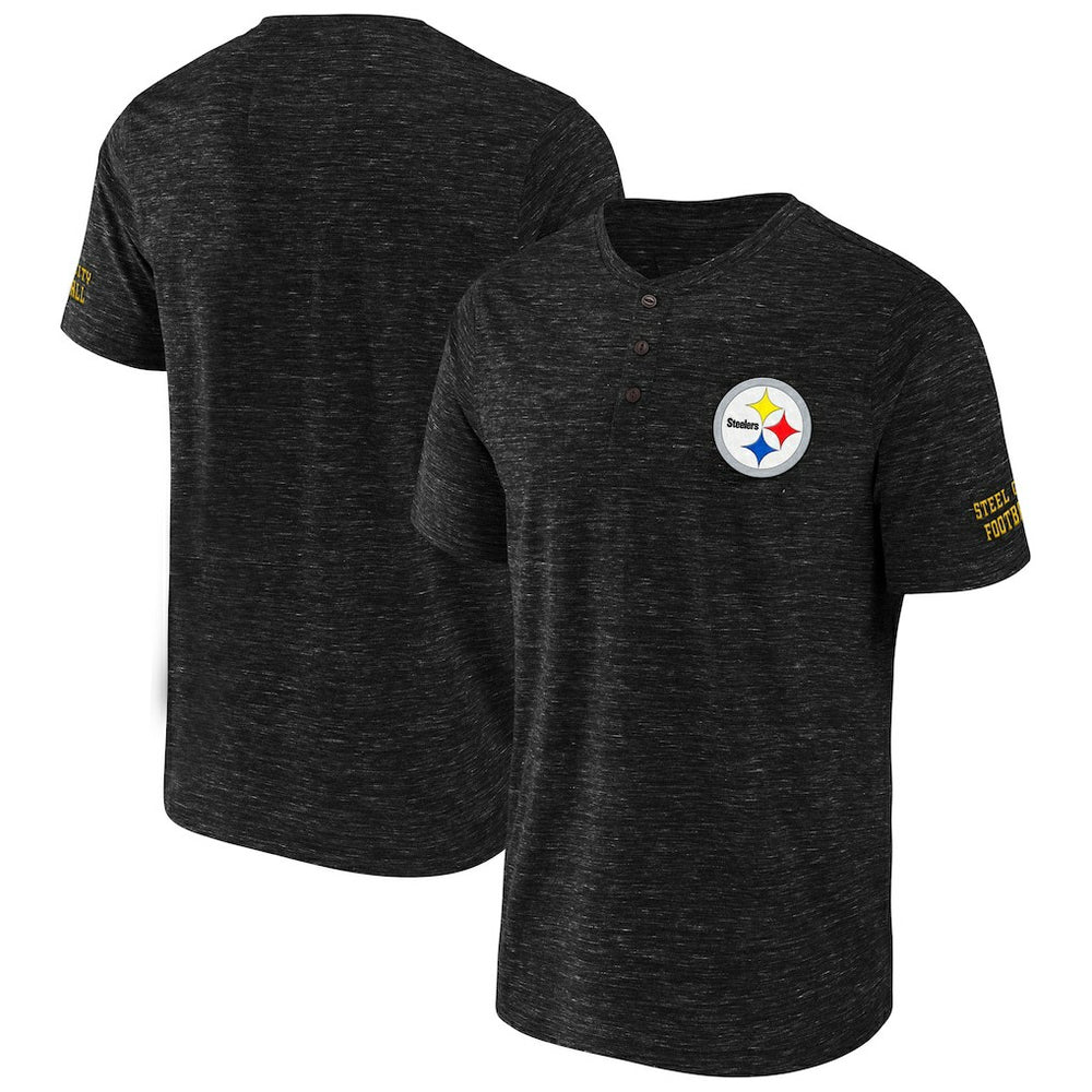 Pittsburgh Steelers NFL x Darius Rucker Collection Slub Henley T-Shirt Black - Fanatics