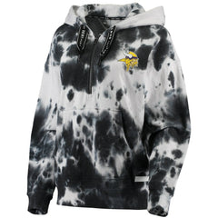Minnesota Vikings DKNY Sport Women's Dakota Oversized Tie-Dye Half-Zip Hoodie White/Black - NFL