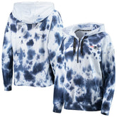 New England Patriots DKNY Sport Women's Dakota Oversized Tie-Dye Half-Zip Hoodie White/Navy - NFL