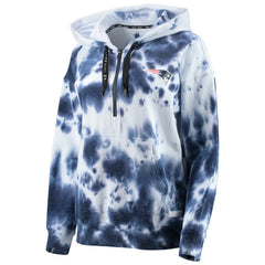 New England Patriots DKNY Sport Women's Dakota Oversized Tie-Dye Half-Zip Hoodie White/Navy - NFL