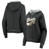 New Orleans Saints New Era Women's Script Fleece Raglan Pullover Hoodie Charcoal - NFL
