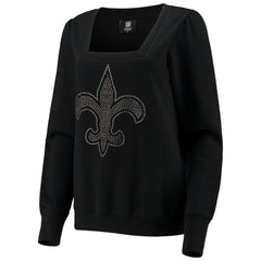 New Orleans Saints Cuce Women's Winners Square Neck Pullover Sweatshirt Black - NFL